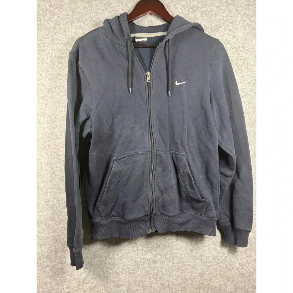 Nike Womens Full Zip Hoodie Navy Blue Fleece Sweatshirt Small‎ Embroidered Logo